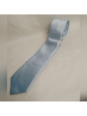 New Q Brand Light Blue Men's Tie And Pocket Square Microfiber